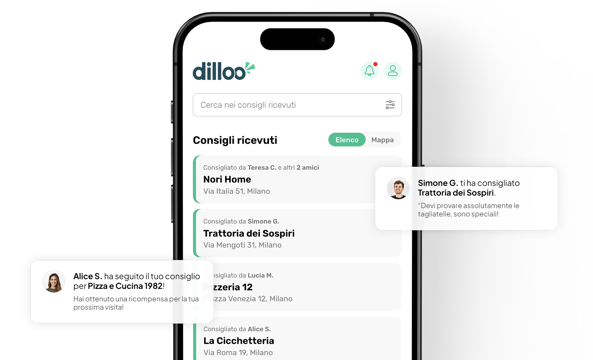 Anteprima schermate dell'app Dilloo