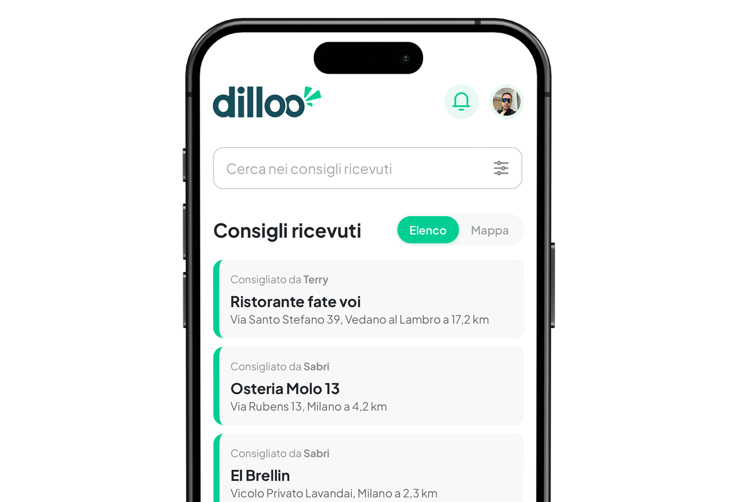 Schermata lista consigli